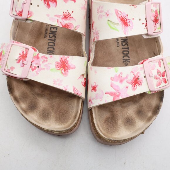 Birkenstock Arizona Women's Size 7 EU 38 Birko Flor White Floral Blossom Slides - Picture 10 of 10